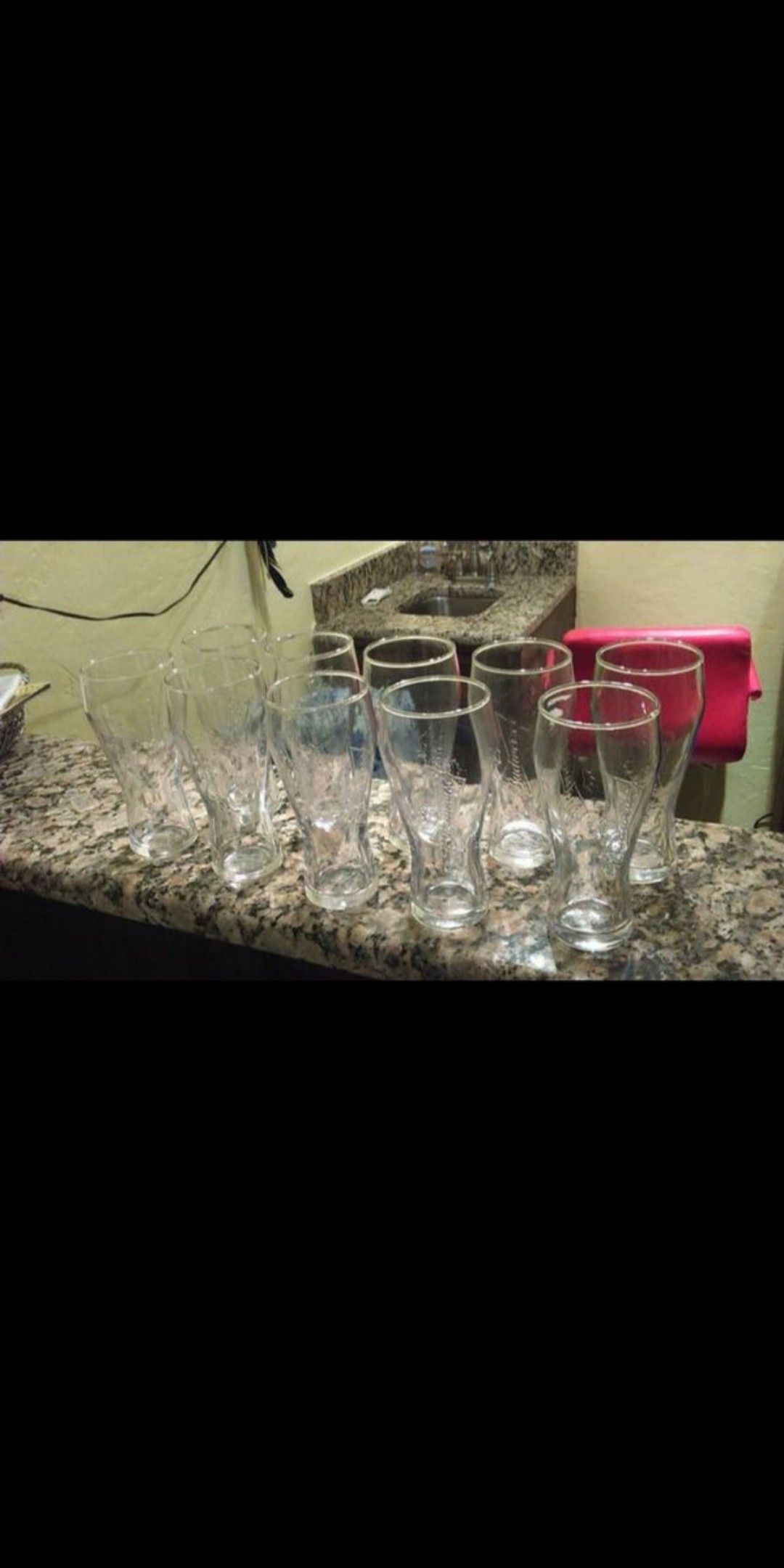 10 - 16 oz. Budweiser Bowtie Logo Embossed Glasses