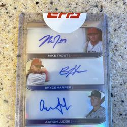 2022 Topps Chrome Sonic Triple Auto Trout, Harper, Judge! 12/20
