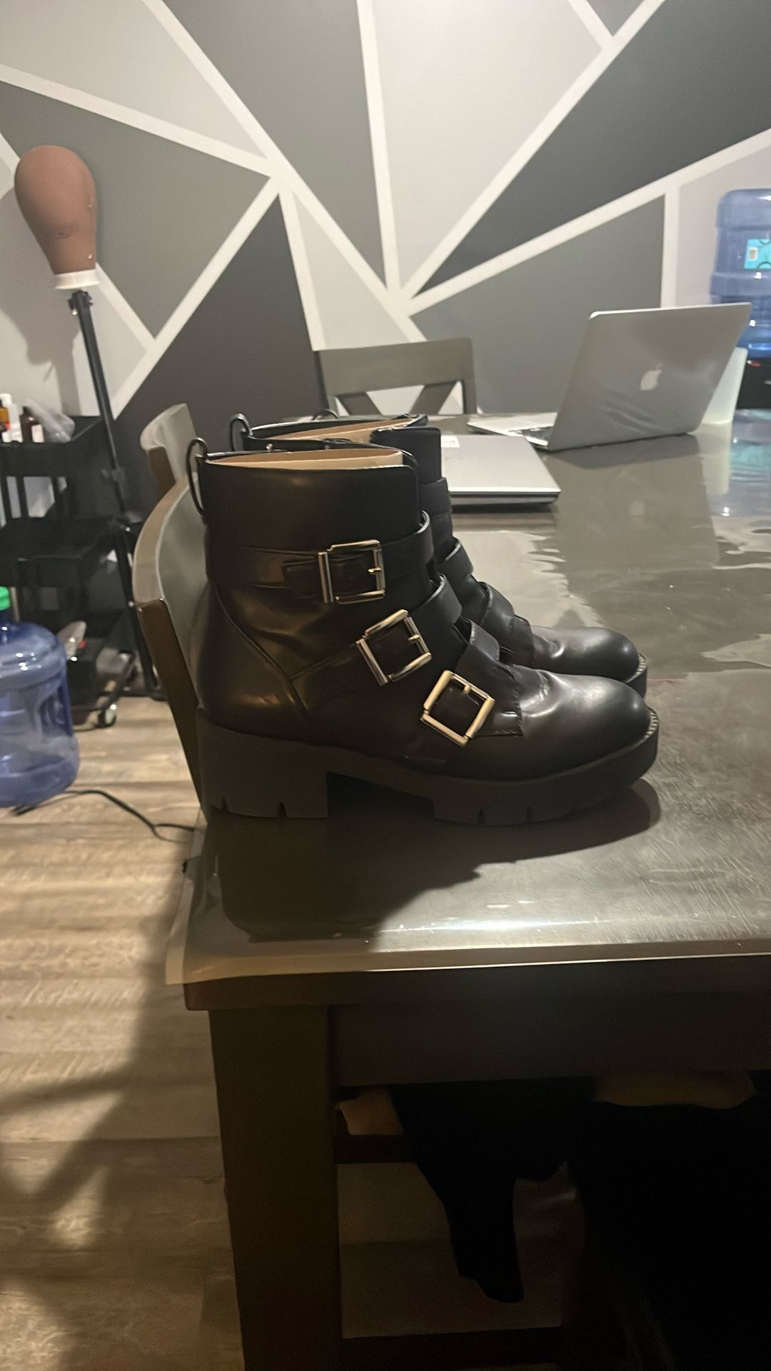 Black Faux leather boots