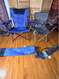 Lot of 2 Folding Camping Chairs – hKijaro Dual Lock & Quad Camp Chair with Bags