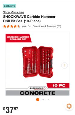 Milwaukee SHOCKWAVE Carbide Hammer Drill Bit Set 10-Piece
