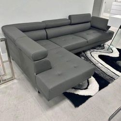 Grey ,white Or Black Modern Sofa Sectional With Adjustable Headrest 
