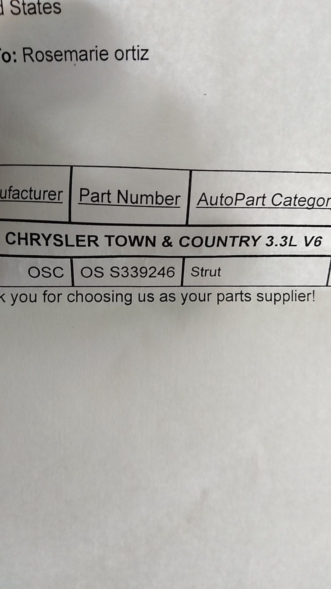 Struts for a 2008 Chrysler Town and country