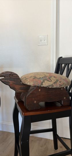 Vintage Wooden Turtle Footstool