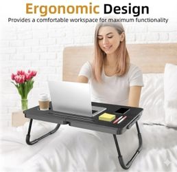 Foldable Laptop Bed Desk for Couch, Sofa - Large Lap Desk Tray Table with Cu