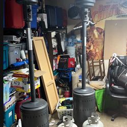 2 Patio Heaters W/ 2 Empty Propane Tanks 