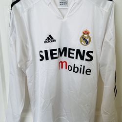 Adidas Real Madrid Vintage 2004 Long Sleeve Home Jersey Size S w/ Jersey Cover
