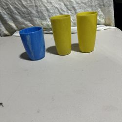 Three Vintage Plastic Glasses 
