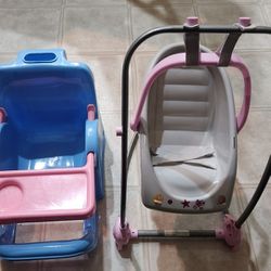 Set Of 2 Baby Doll Swing/Carrier And Chair With Tray VERY GOOD!