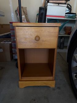 Wooden Nightstand with Drawer and Open Shelf