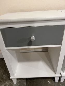 Two White And Gray Nightstands