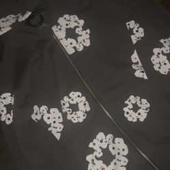 Rhinestone denim tear zip up size S