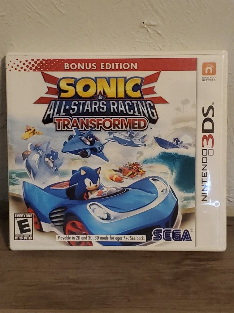 Sonic All-Stars Racing Transformed Nintendo 3DS Video Game! Excellent Condition!