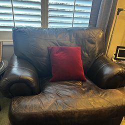 Leather Chair & Ottoman 