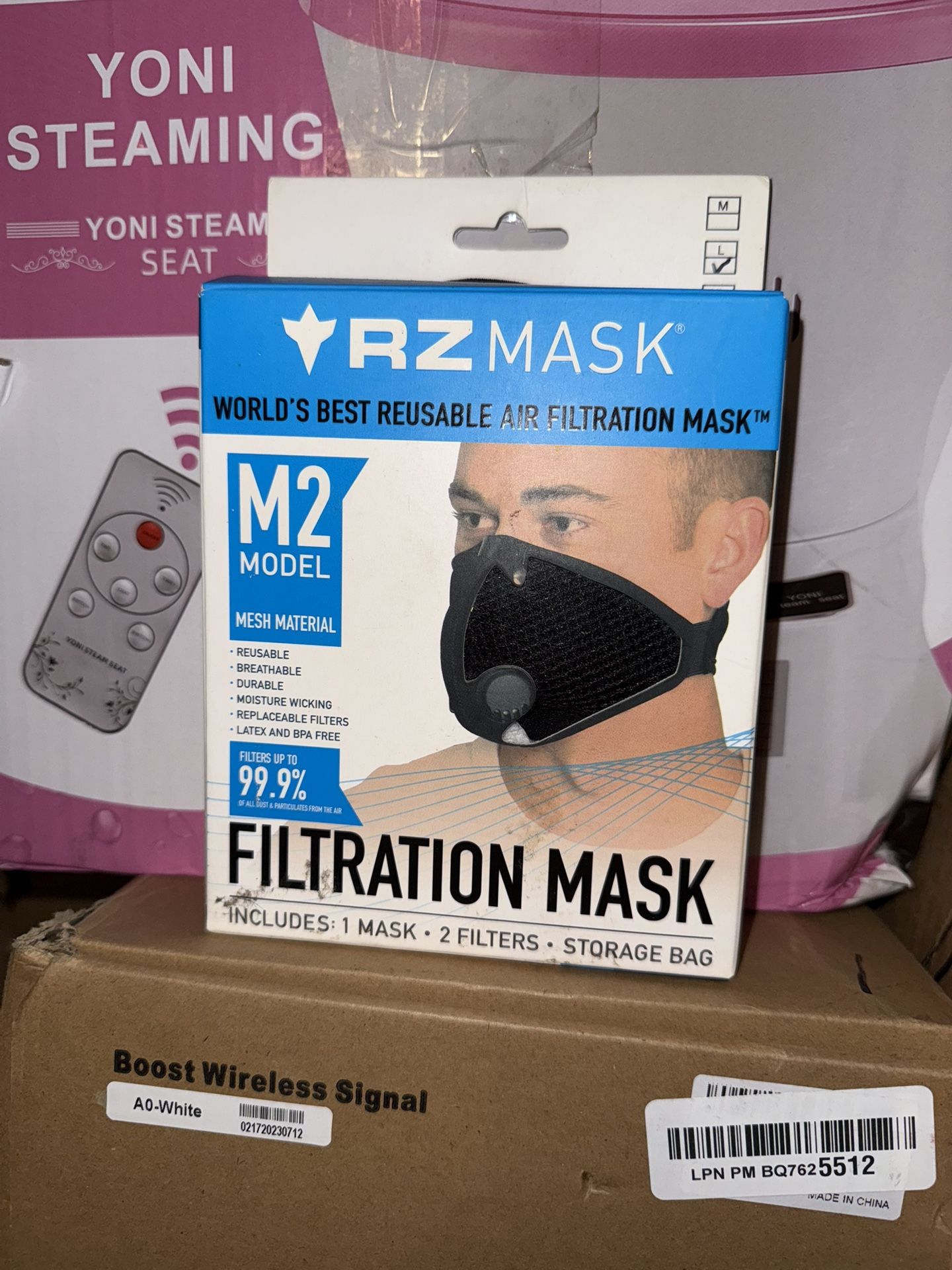RZ Mask M2 Multi-Purpose Reusable Valved Charcoal Air Filtration Black Size Large