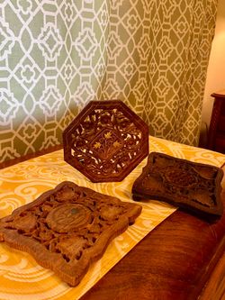 Vintage Set of 3 Wooden Trivets