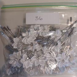 Flower  Lapel Pins and Flower Petals (Burgundy/Red, White, Silver/Grey)