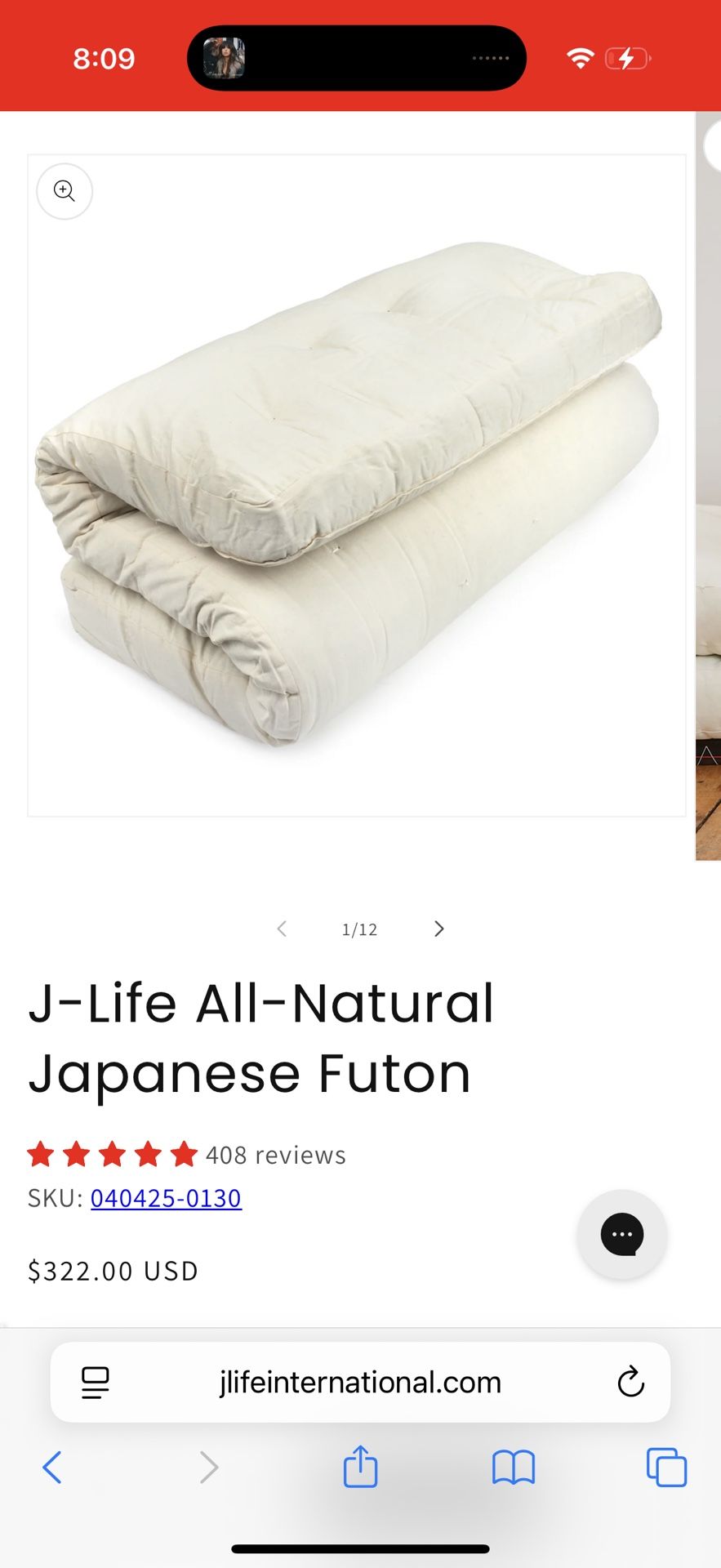 J - Life Full Futon - Used For Guests