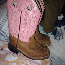 VERY ADORABLE, KID BOOTS PINK AND BROWN LITTLE COWGIRL 