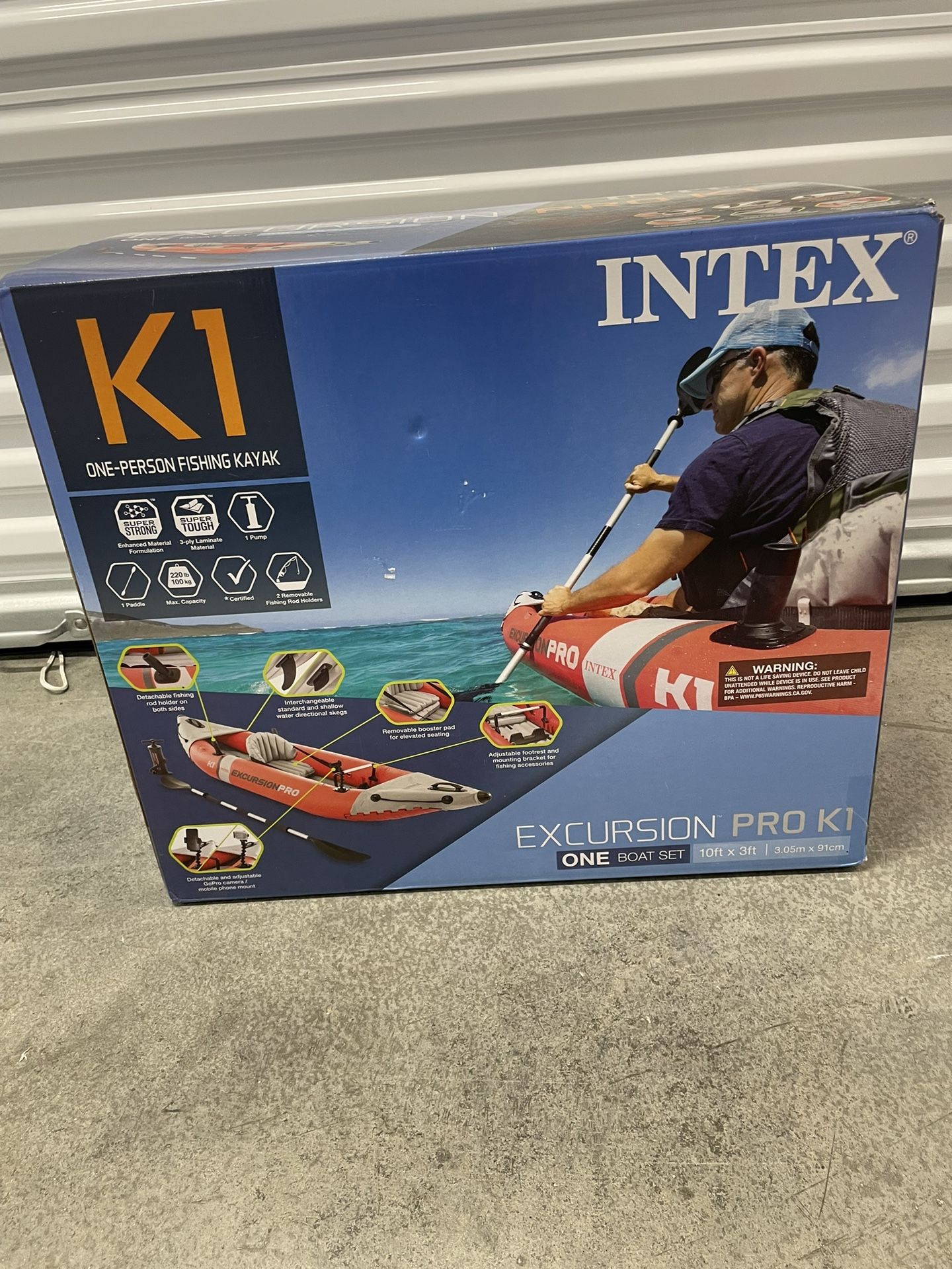 Intex 68303EP Excursion Pro K1 Single Person Inflatable Vinyl Fishing Kayak