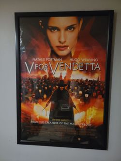 Original V for Vendetta Framed Video Store Promo Poster (27x40) – Rare DVD Release