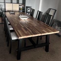 SKOGSTA *LIKE NEW* Dining table, acacia/black, 92 1/2x39 3/8 " IKEA