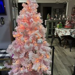 52” Pink Frosted Lit Christmas Tree $100