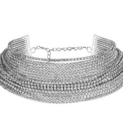 Elegant Silver Choker Necklace NEW