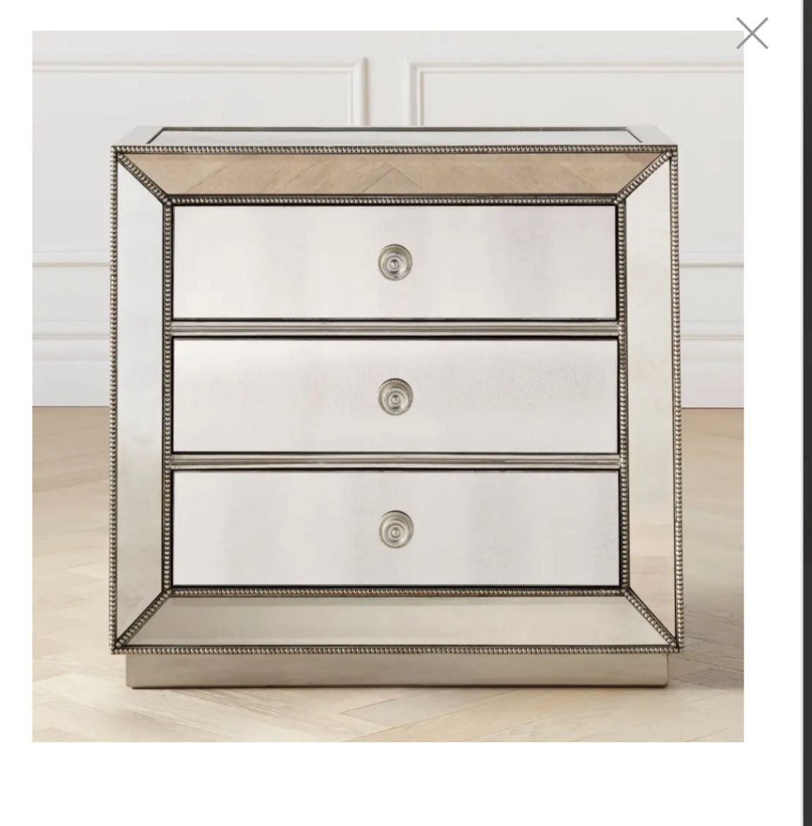 Z Gallerie Omni Mirrored 3 Drawer Chest Nightstand Set Of 2