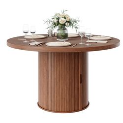 47" Round Dining table with storage drawer,