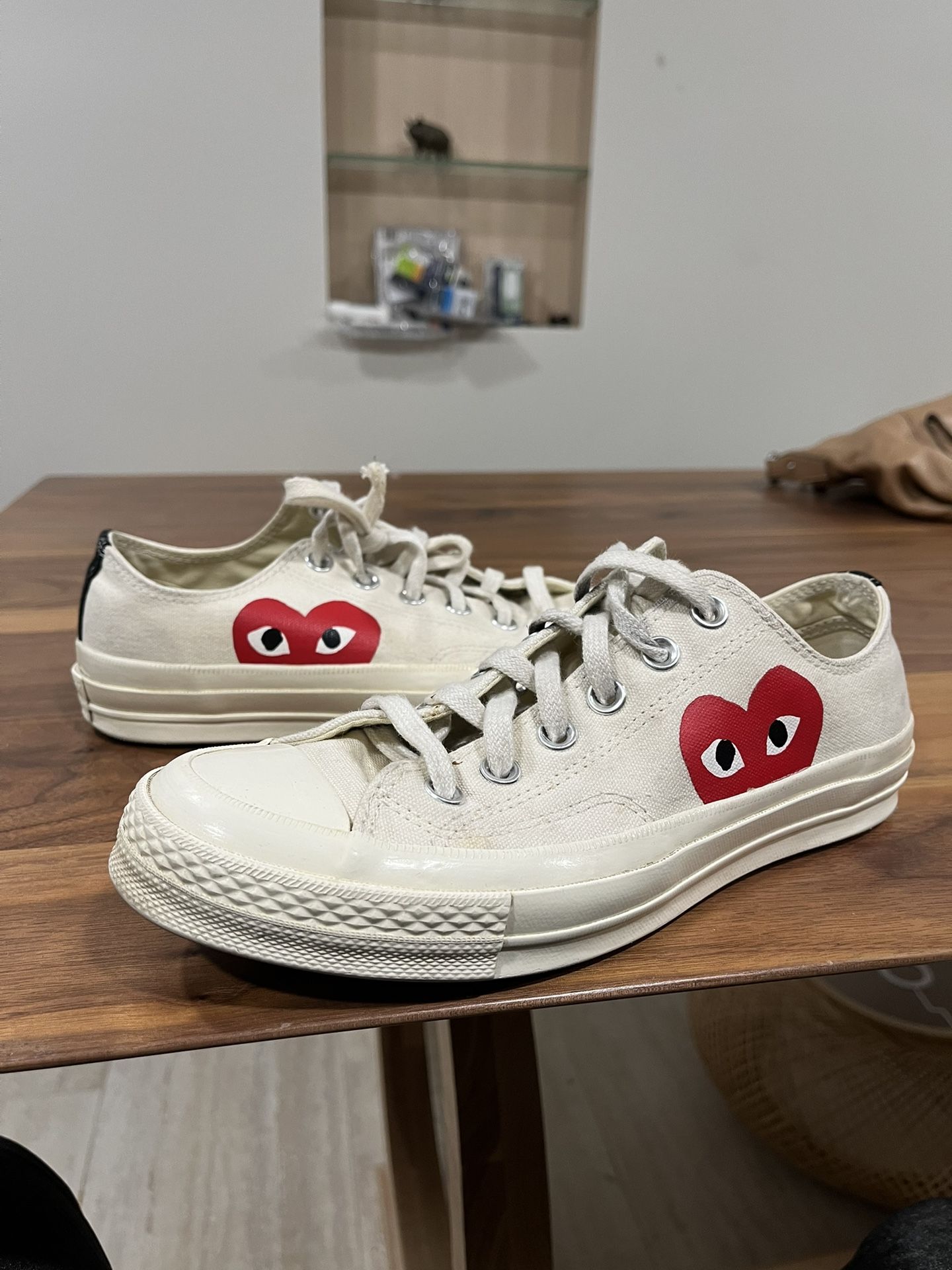 Comme de Garçon Play x Converse Low Chuck Taylor White Sneakers