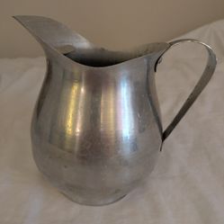 Vintage Metal Pitcher Silver 8" Tall