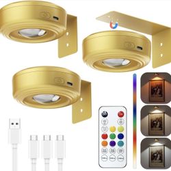 Picture Lights for Wall, 2000mAh Rechargeable Magnetic Poster Lights with Remote, 3 Color Temps & RGB Dimmable Timer, Wall Decor Light for Art Display