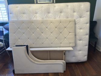 Upholstered Queen Bed With Bamboo Mattress
