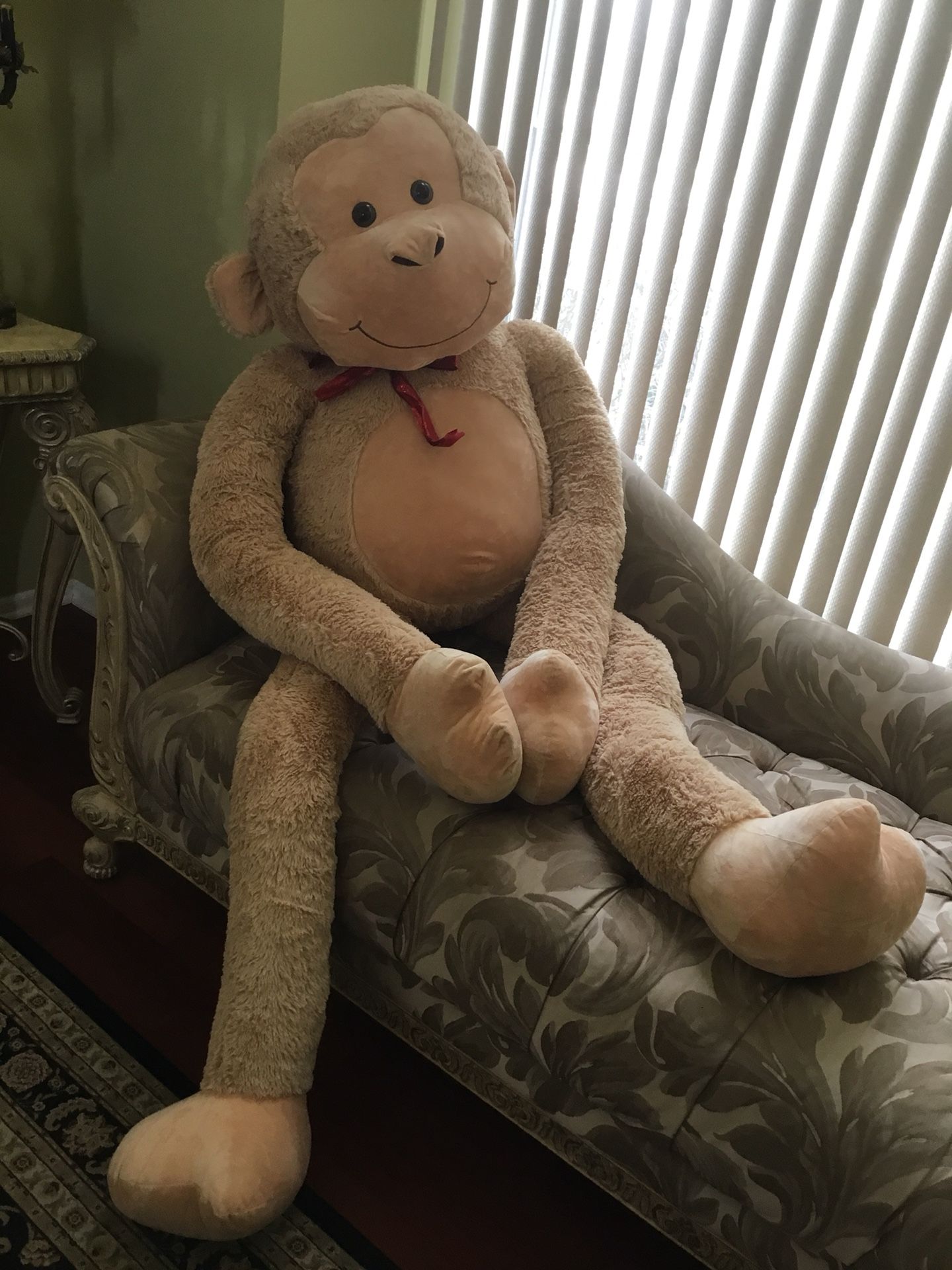 Life size golden brown monkey stuffed animal, nwot