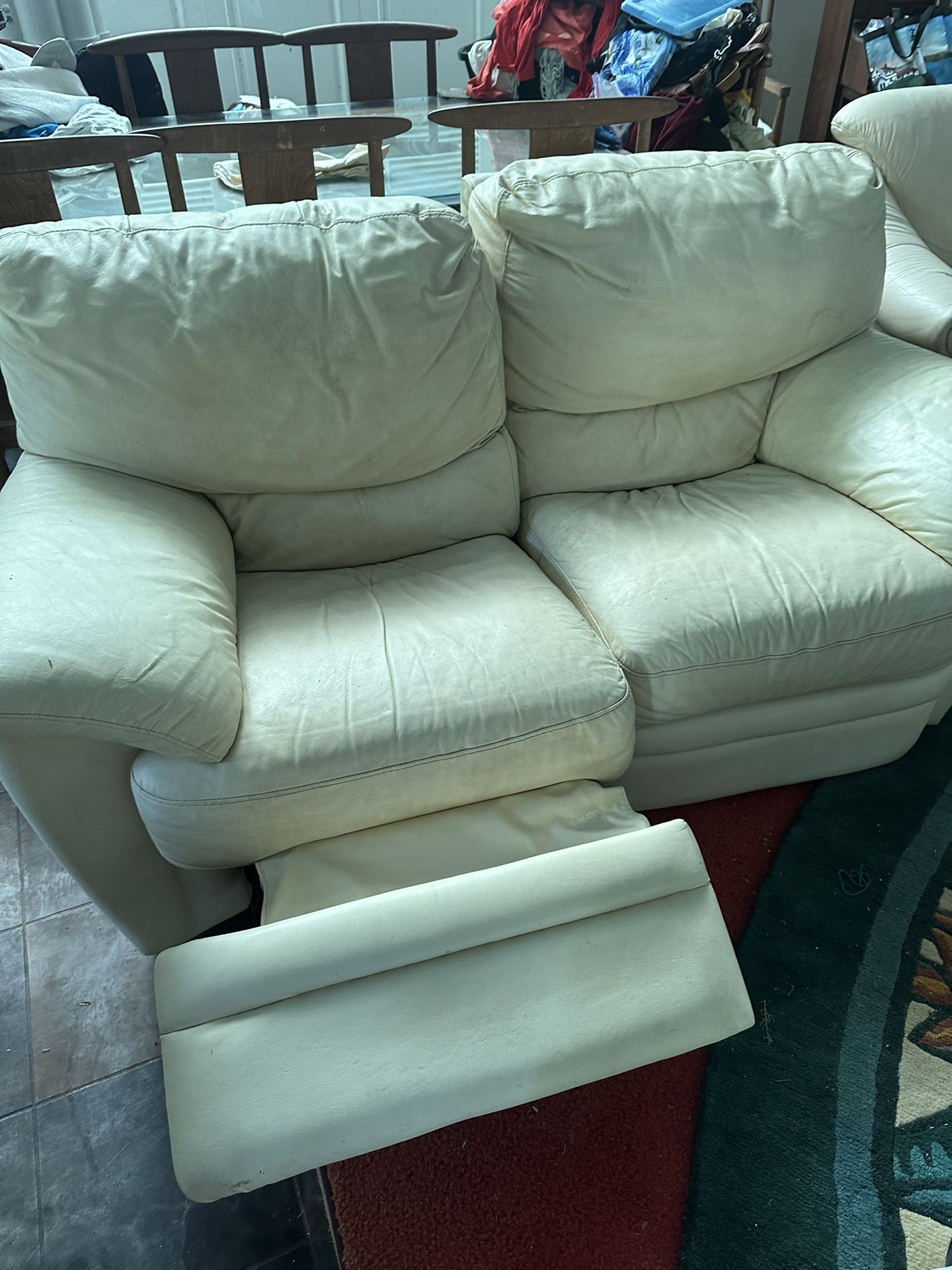 Leather Sofa - Reclining - And Matching Chair - $75