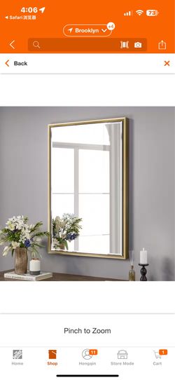 New in box OnaBella 24 in. W x 36 in. H Rectangular Aluminum Thin Framed Wall Mount Beveled Bathroom Vanity Mirror in Gold