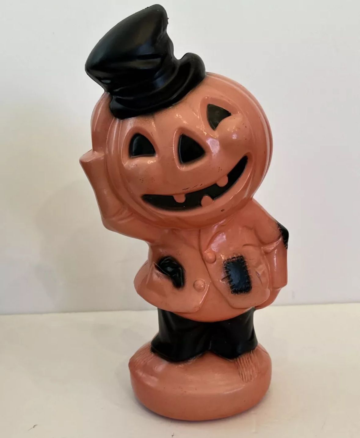 Orange Vintage Inspired Ashland Halloween Blow Mold Pumpkin Scarecrow Hobo