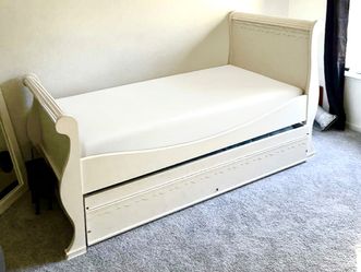 White Twin Bed With Trundle