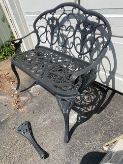 Cast aluminum garden bench love seat