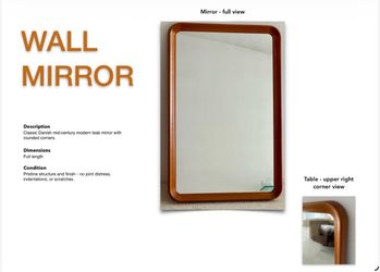Danish Mid-Century Modern Teak Wall Mirror