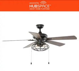 Ellard 52 in. Matte Black LED Smart Ceiling Fan with Light and Hubspace Remote Control works with Google and Alexa