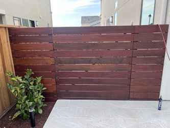 Horizontal Wood Slat Privacy Fence Panels made with steel frame