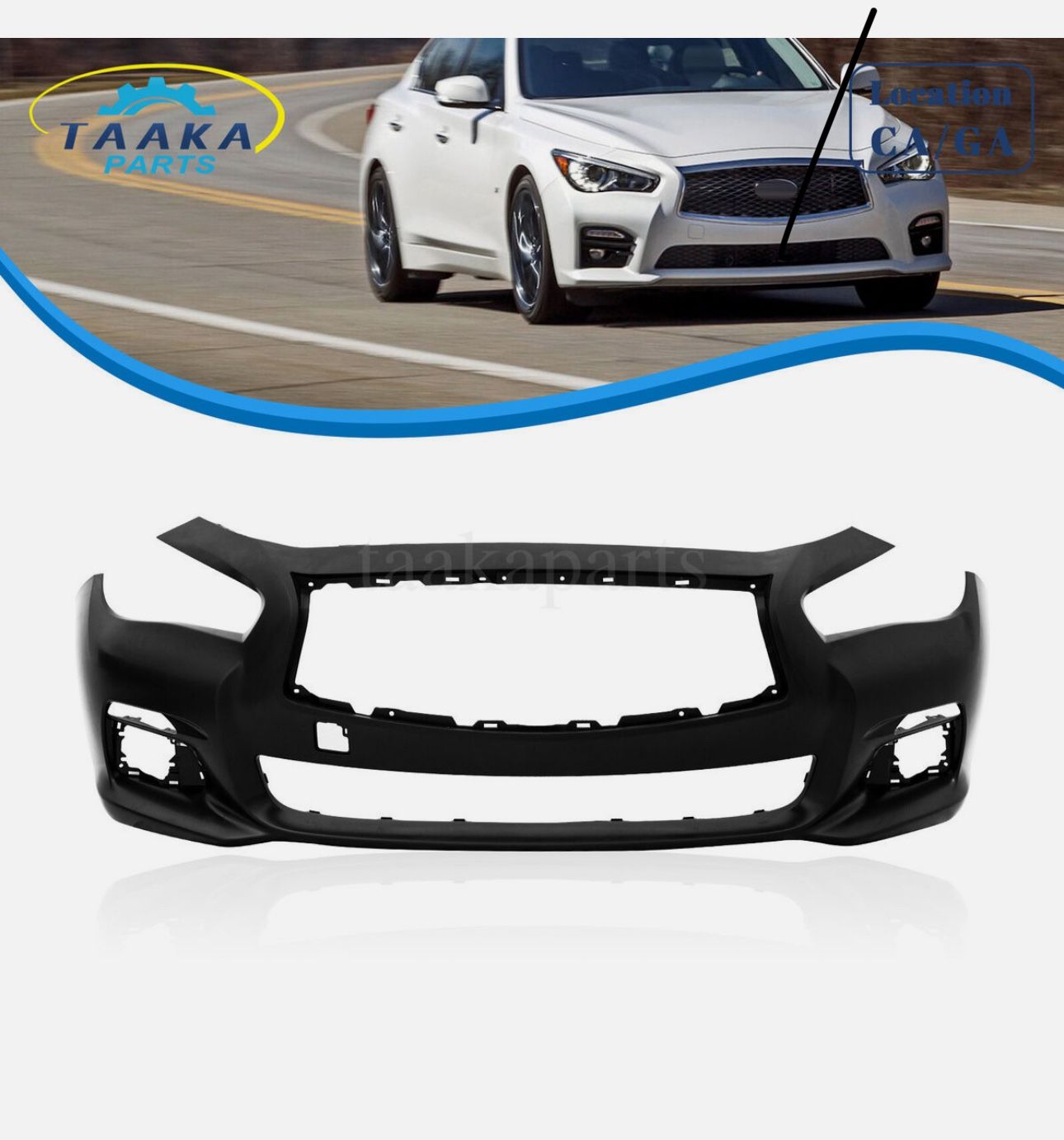 Front Bumper Cover Fit For 2014 2015 2016 2017 Infiniti Q50