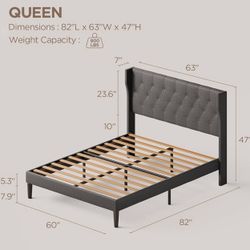 Queen Size Bed Frame with Headboard