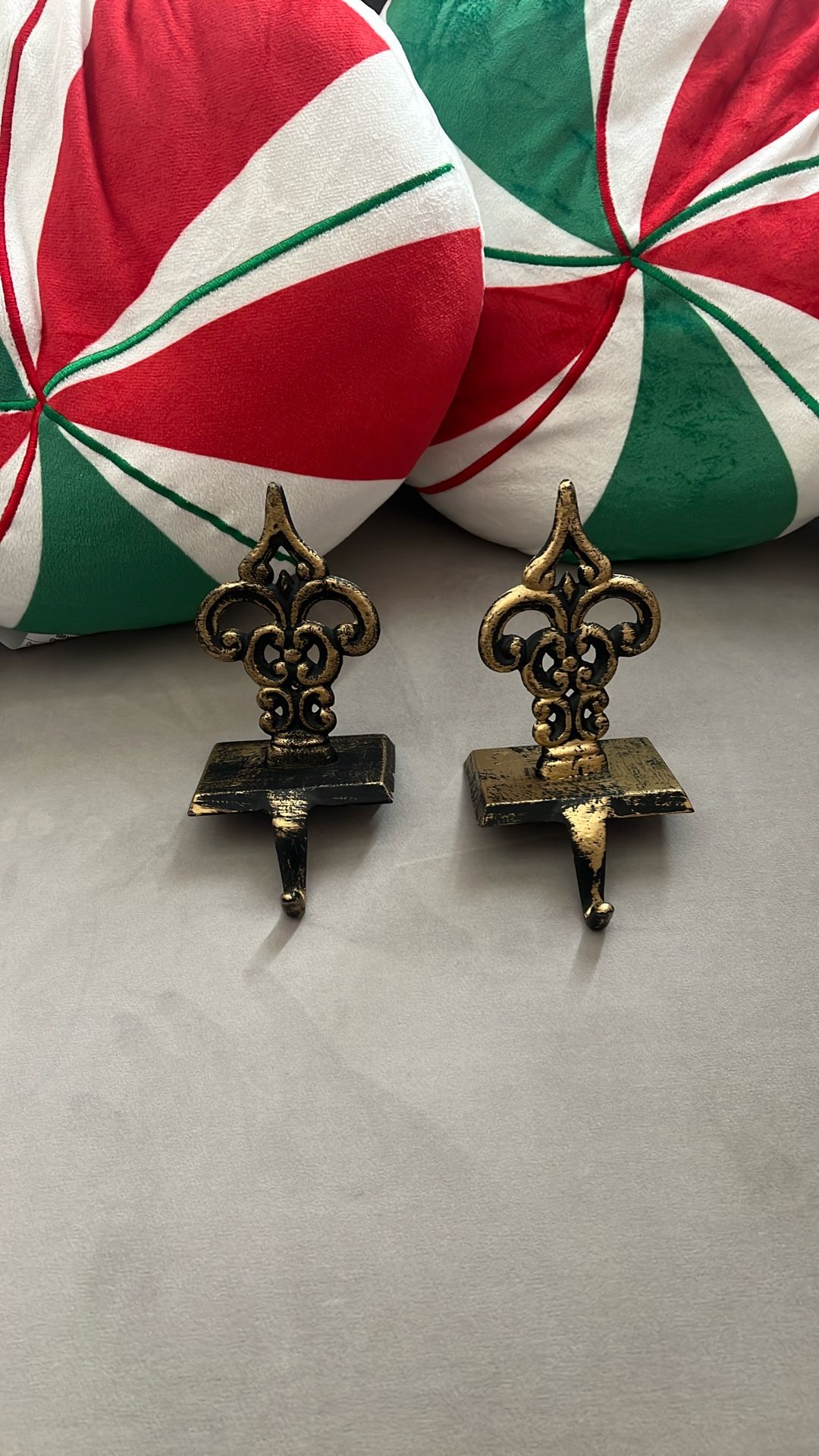 Fleur de Lis Christmas stocking holder black and gold