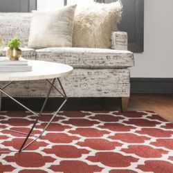 9' x 12' 2 Moroccan Inspired Lattice Rug-color- Dark Terracotta.