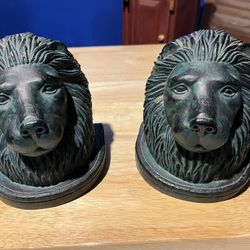 Vintage Lion Head Bookends