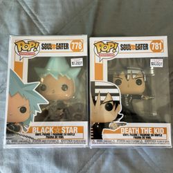 🔥 Soul Eater Funko Pop Duo – Black Star & Death the Kid (VAULTED, MINT) 🔥