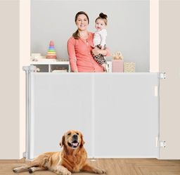 59 inch Reinforced Retractable Baby Gate 42 inch Tall - 5’ Dog Gate